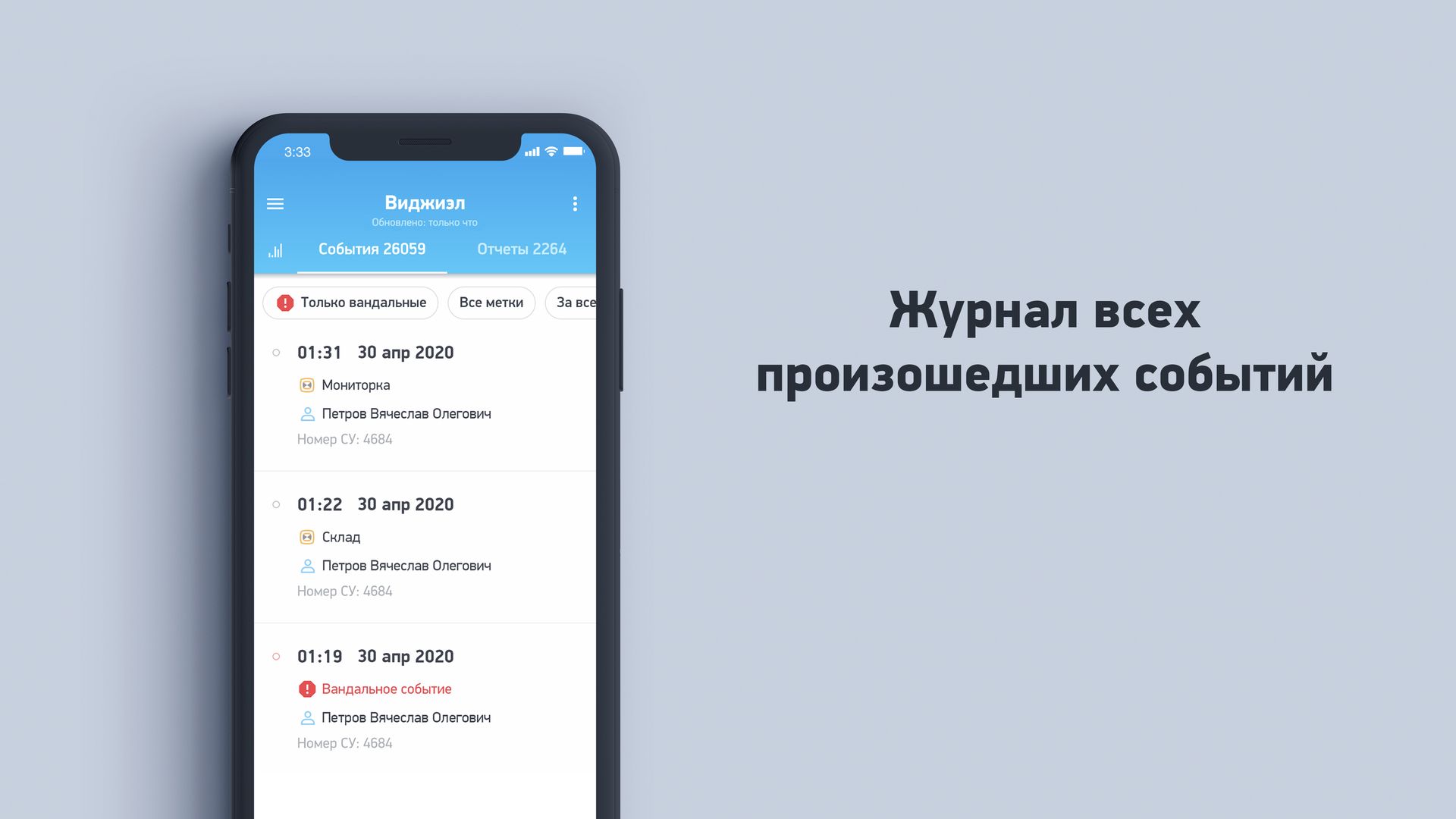 Журнал всех событий в мобильном приложении